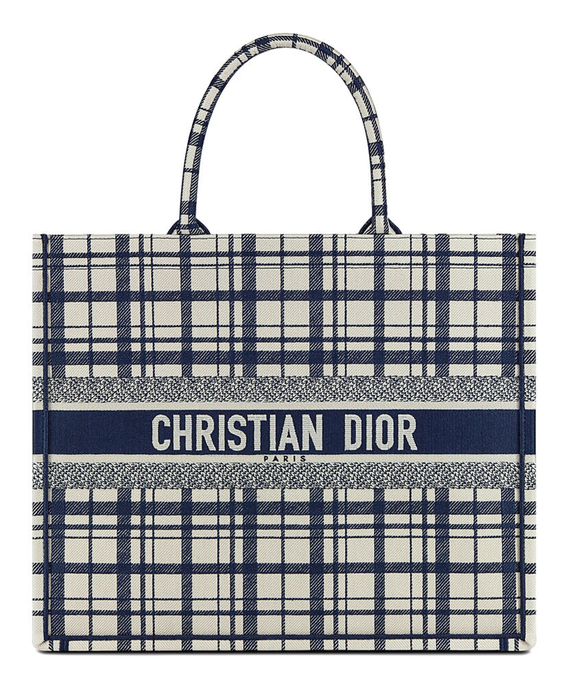 Christian Dior Cannage Embroidered Velvet Dior Book Tote Dark Blue